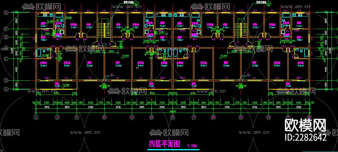 四层商住楼cad施工图下载（渲染图4）