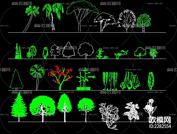 树木图例大全CAD图库下载（渲染图2）
