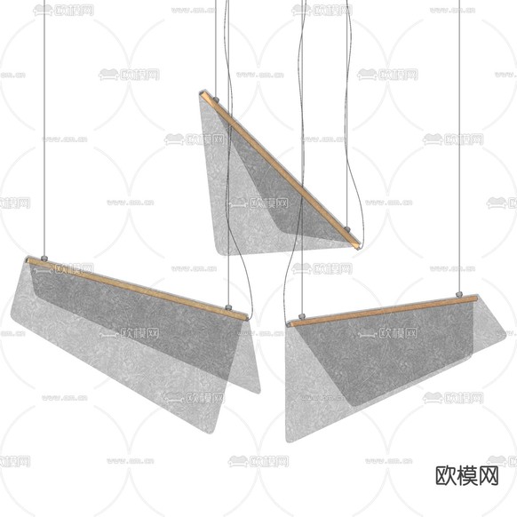 CattelanItalia 灰玻璃吊灯su模型下载(渲染图2)