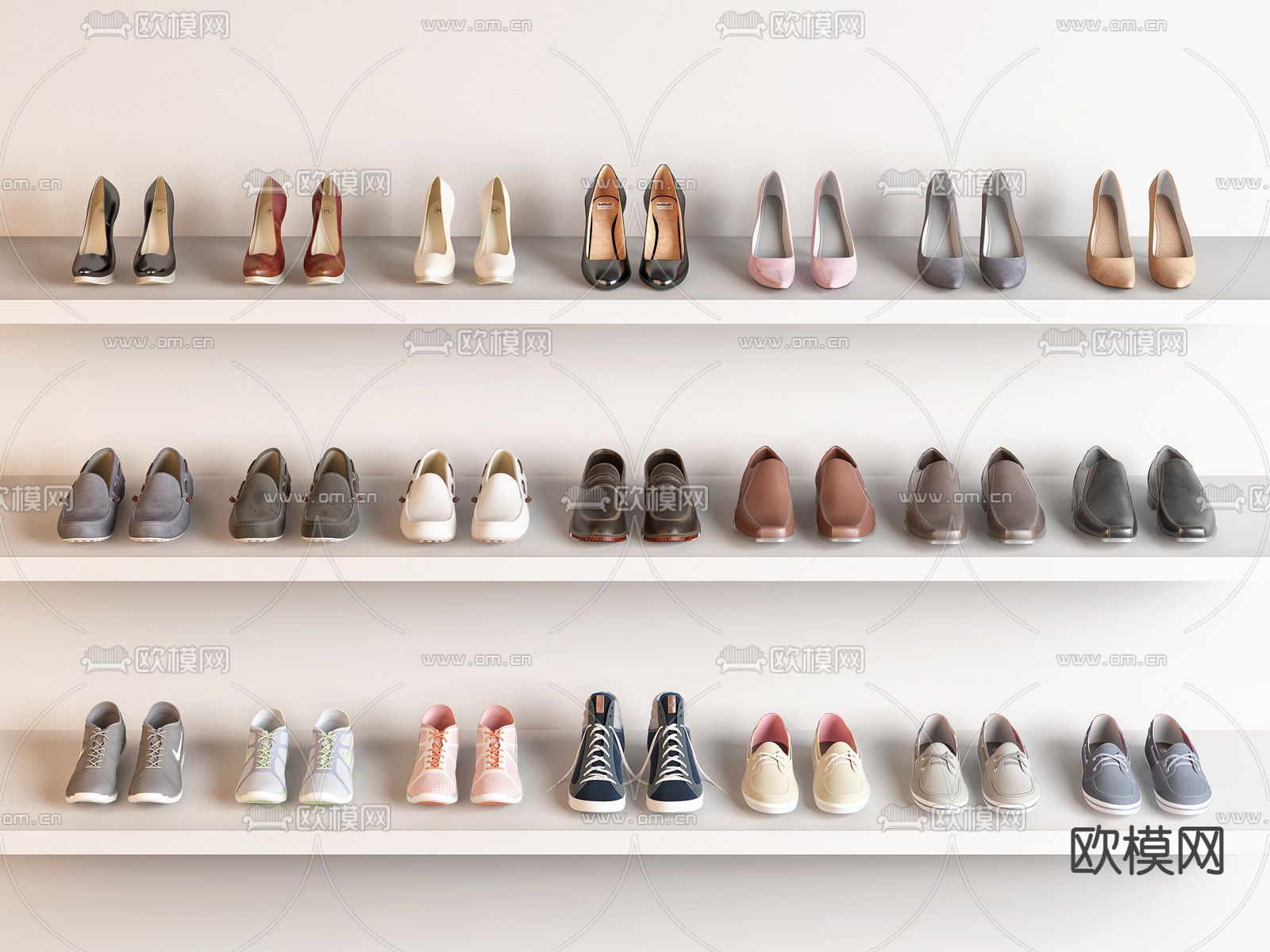 高跟鞋 单鞋 运动鞋su模型下载（渲染图1）