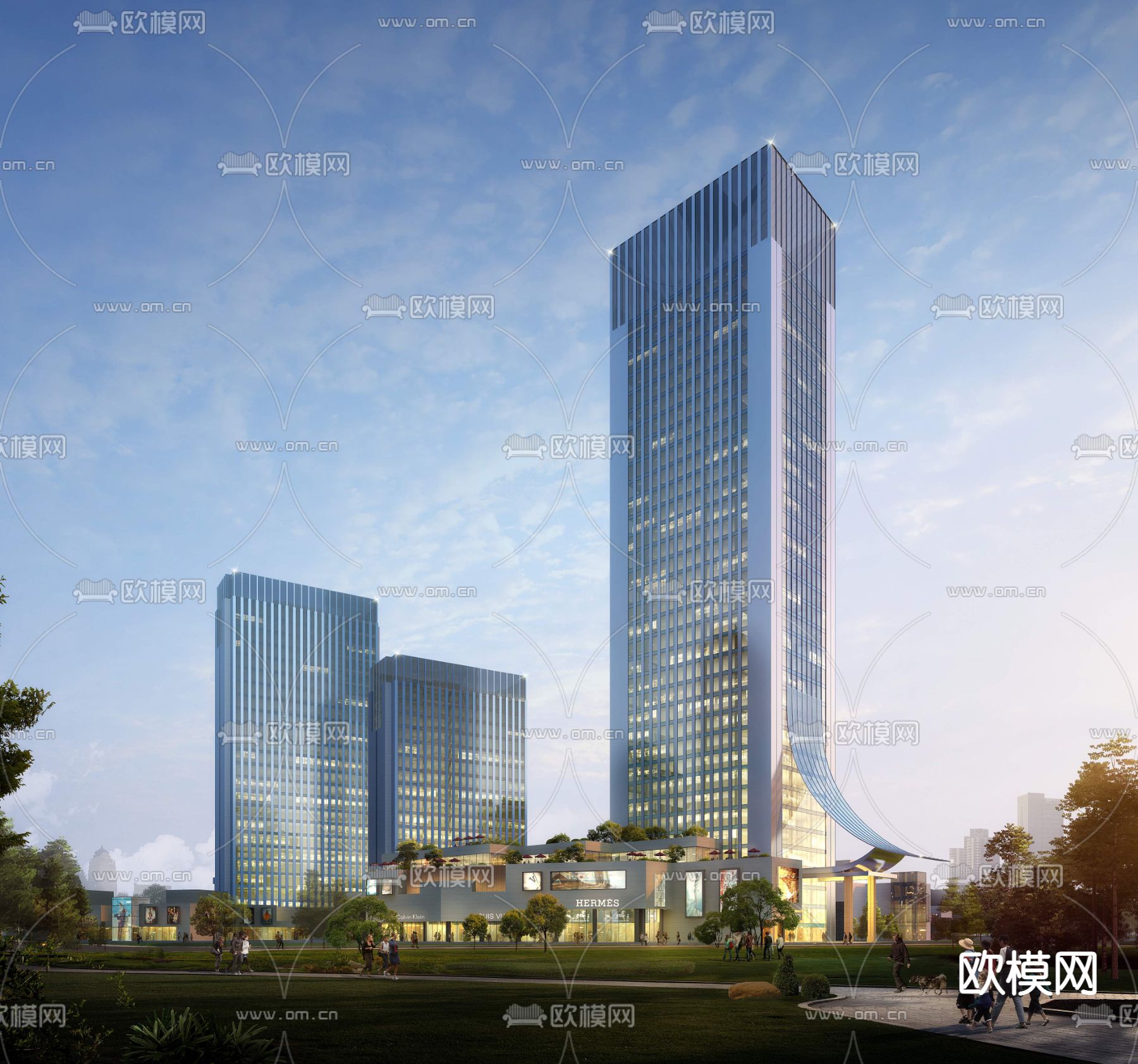 现代办公楼建筑外观psd下载