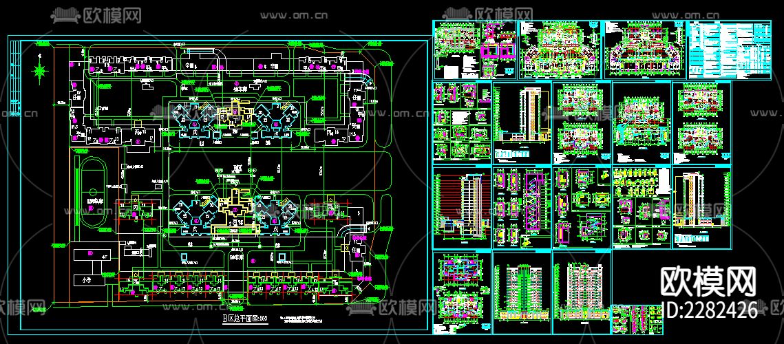 住宅小区cad施工图下载（渲染图1）