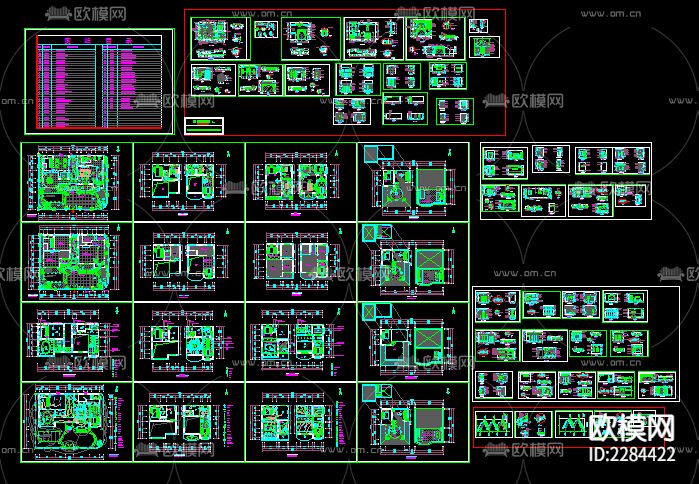 全套别墅装修cad施工图-免费3dmax模型库-欧模网