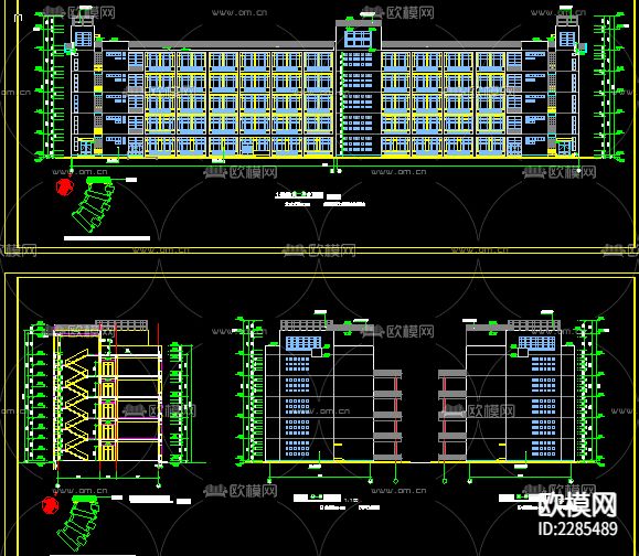 教学楼cad施工图下载（渲染图3）