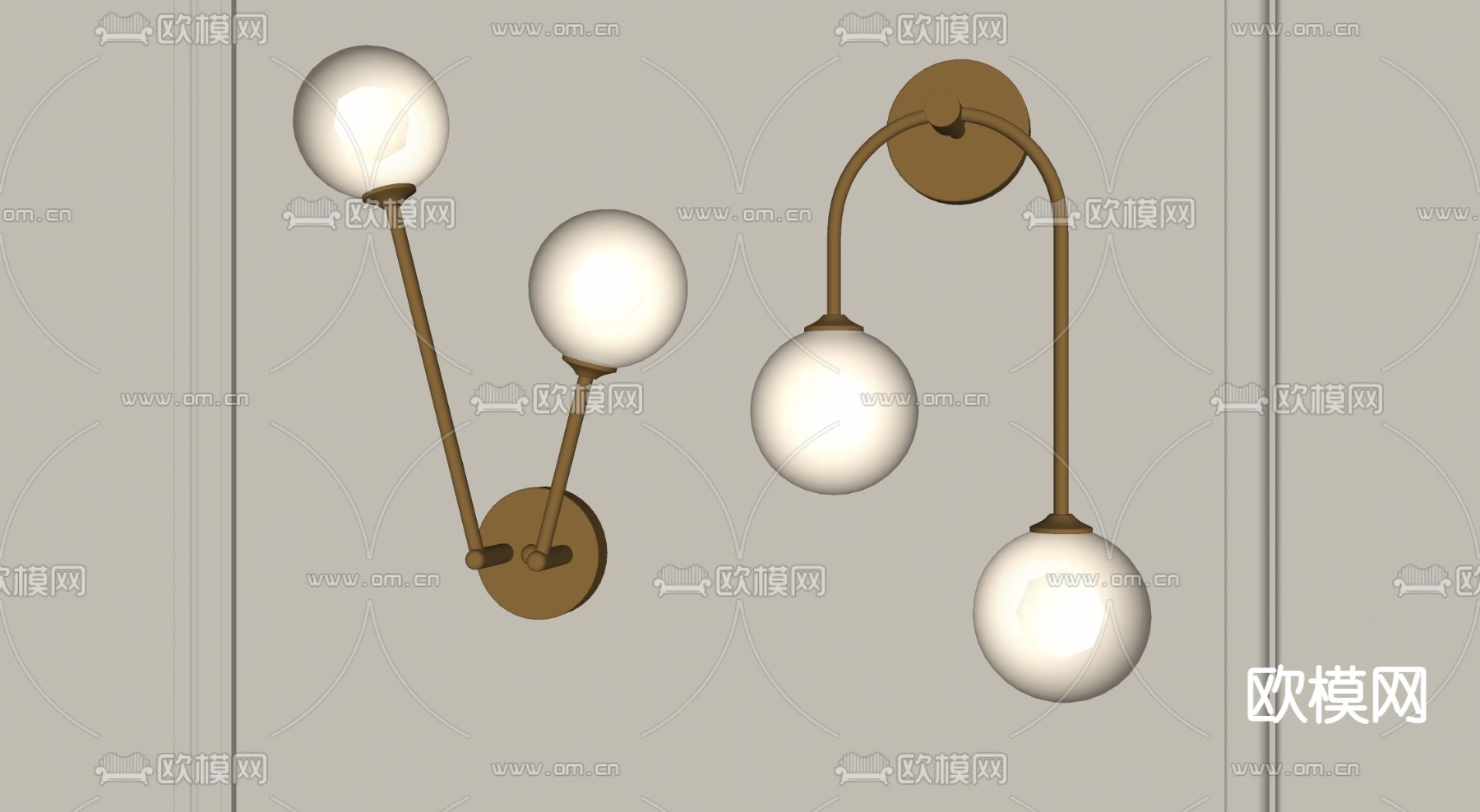现代壁灯su模型下载（渲染图2）