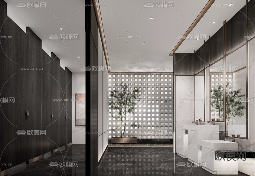 现代售楼处公共卫生间3d模型下载