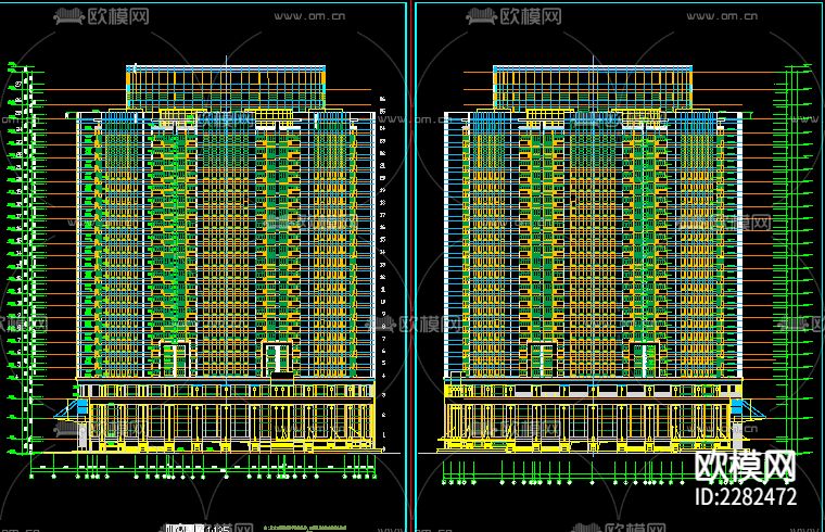 圆形建筑CAD施工图下载（渲染图4）