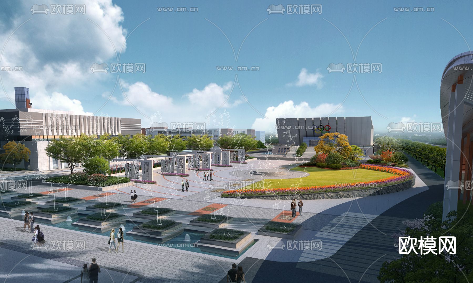 现代体育公园外观鸟瞰psd下载