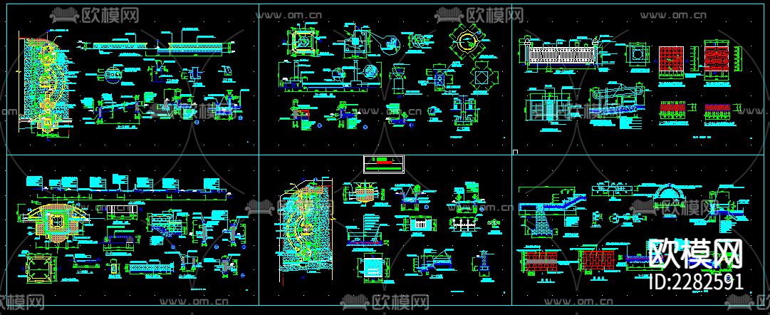 市政广场cad施工图下载（渲染图1）