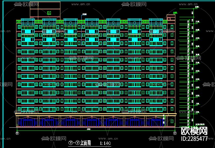 中学教学楼cad建施图下载（渲染图2）
