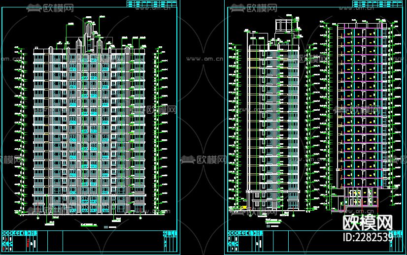 整套高层住宅CAD施工图-免费3dmax模型库-欧模网