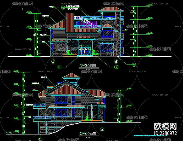 别墅cad施工图下载（渲染图5）