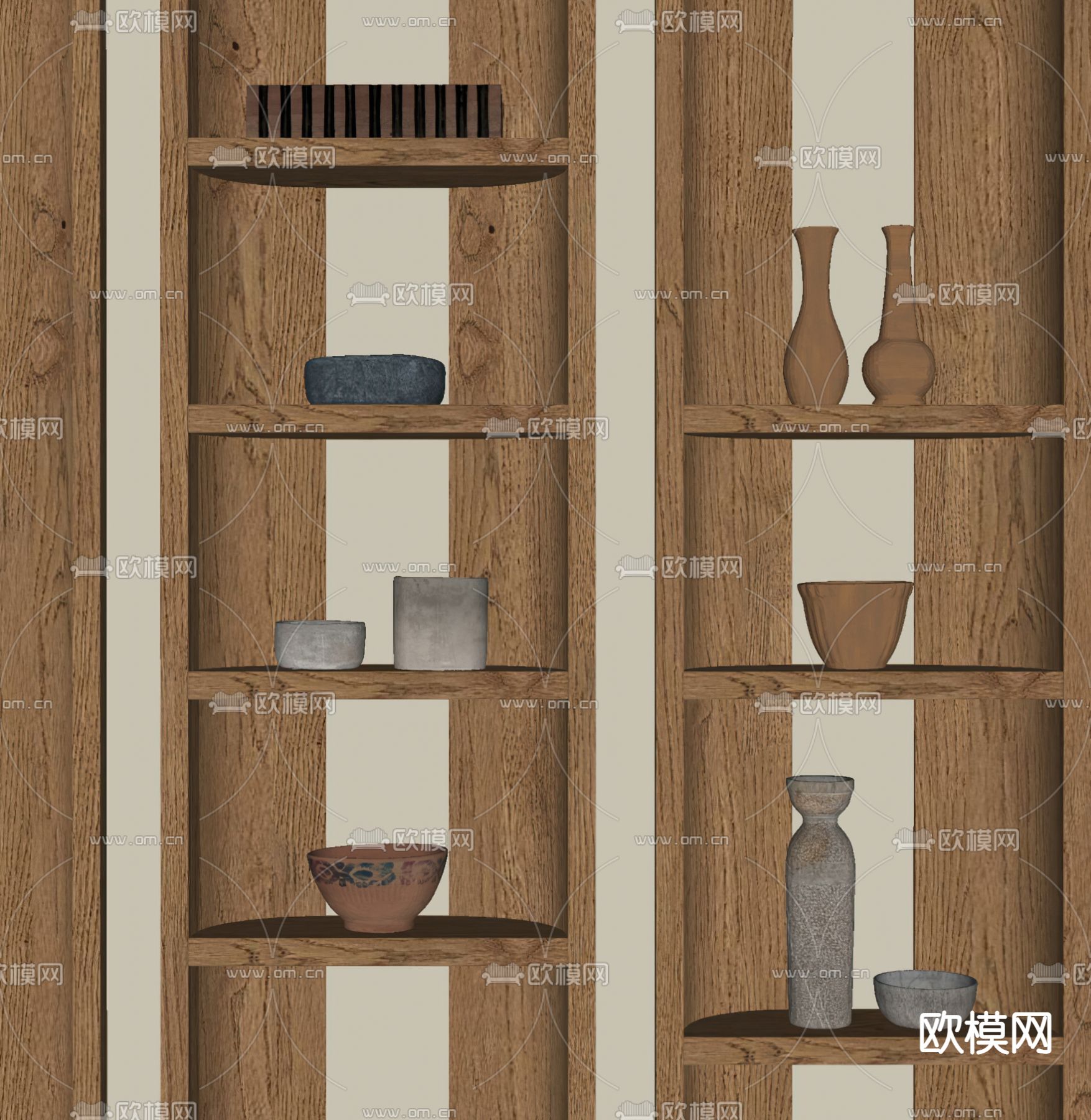 侘寂风陶罐器皿摆件su模型下载（渲染图2）