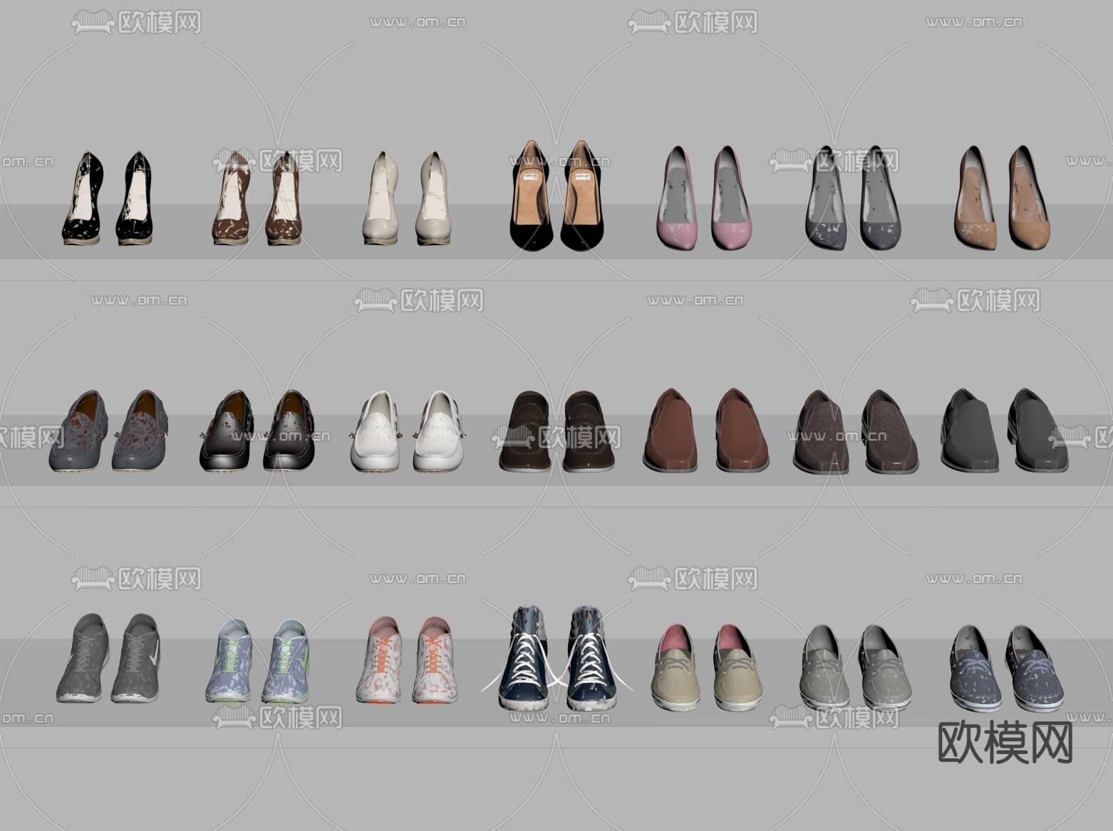 高跟鞋 单鞋 运动鞋su模型下载（渲染图2）