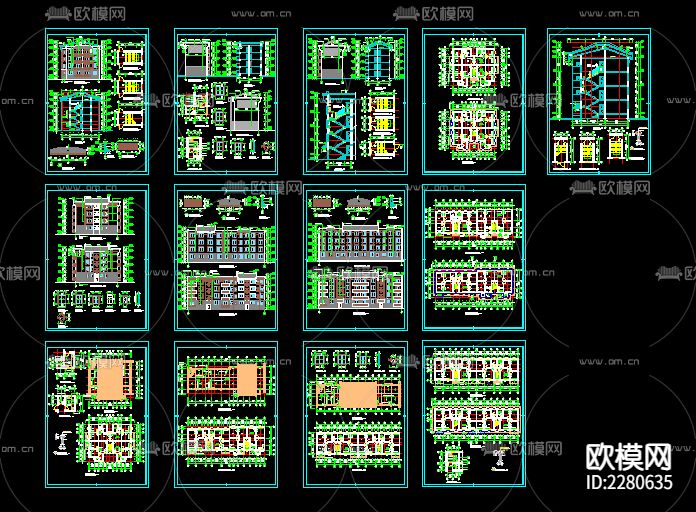 民房建筑CAD施工图下载（渲染图1）