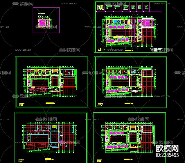 小学教学楼cad平面图下载（渲染图1）