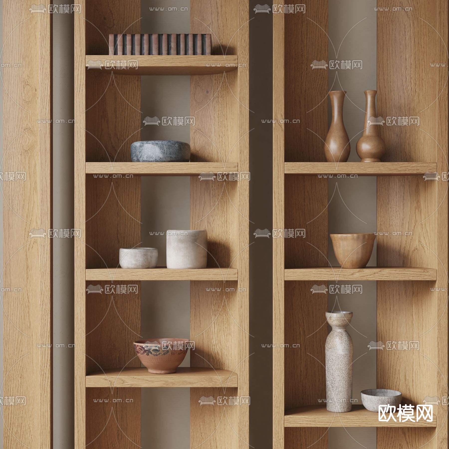 侘寂风陶罐器皿摆件su模型下载（渲染图1）