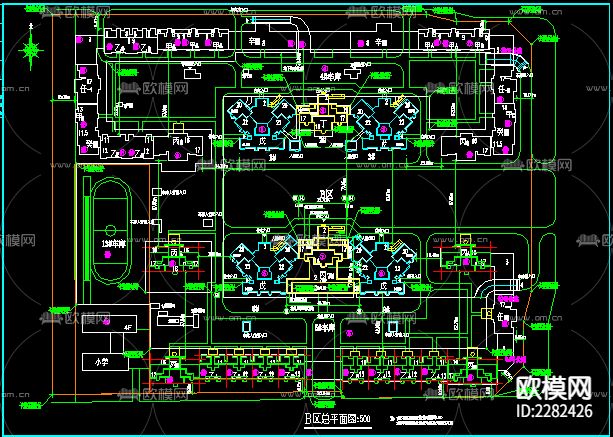 住宅小区cad施工图下载（渲染图2）