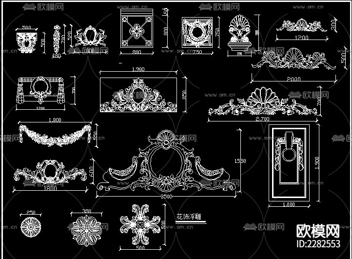 花式浮雕及雕塑造型大样图CAD施工图下载（渲染图3）