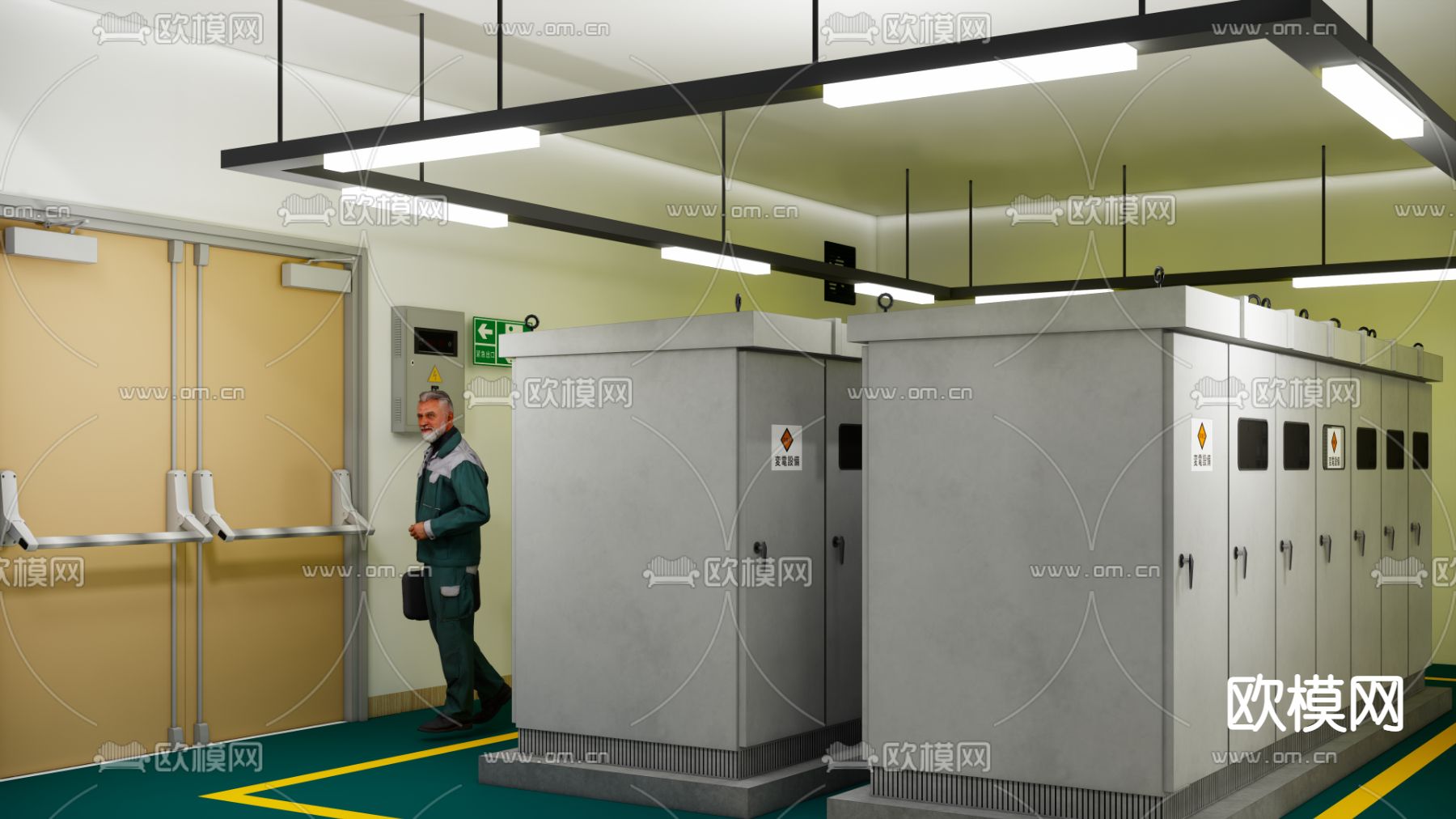 现代厂区配电室机房su模型下载（渲染图4）