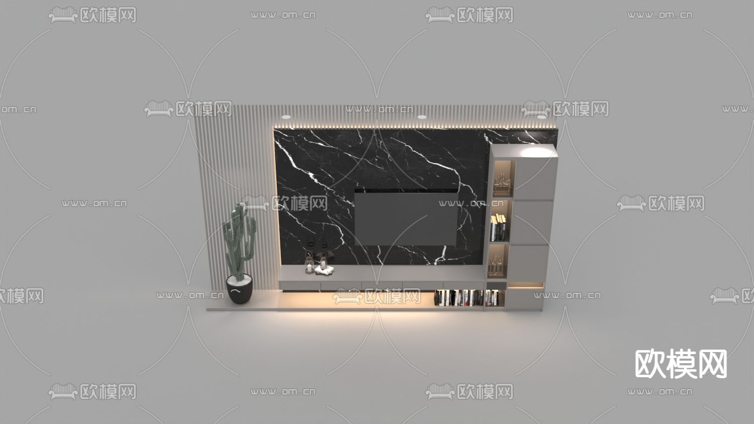 现代轻奢实木大理石电视柜免费3d模型下载