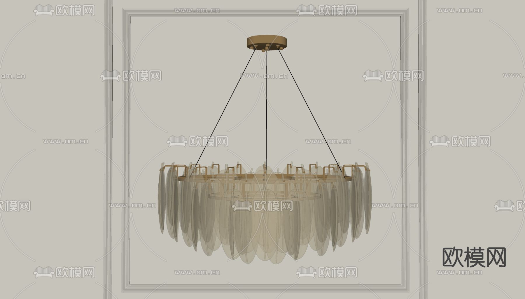 现代水晶片环形吊灯su模型