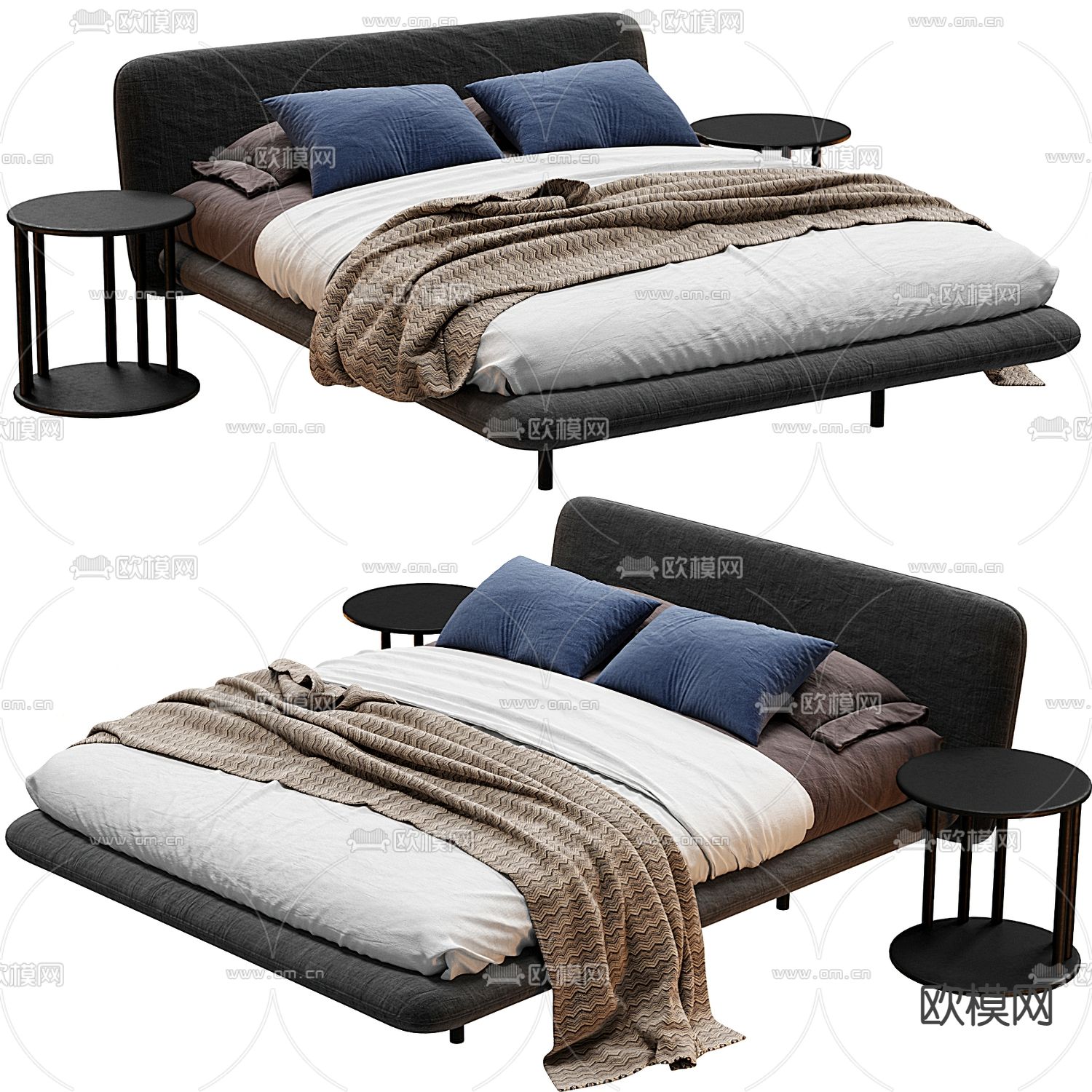 poliform双人床3d模型下载（渲染图2）