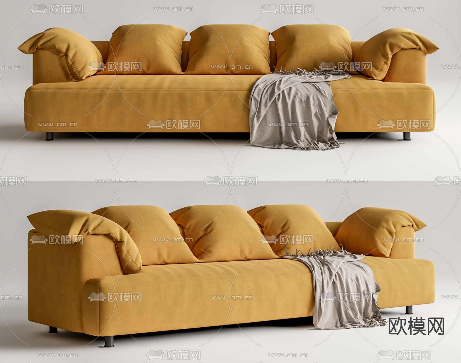 Absolu Edra 黄色多人沙发su模型