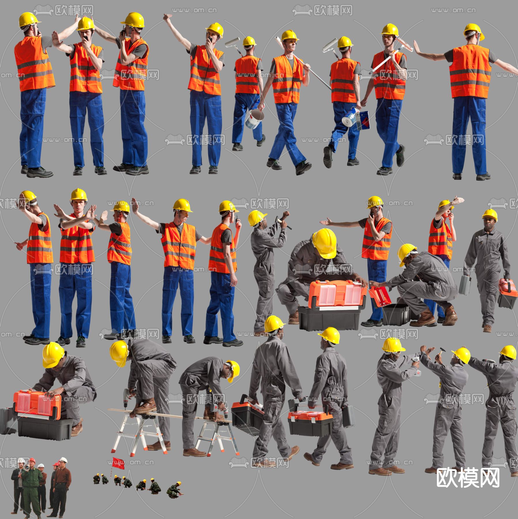 现代工人人物psd下载id121157723dmax免费模型 欧模网 