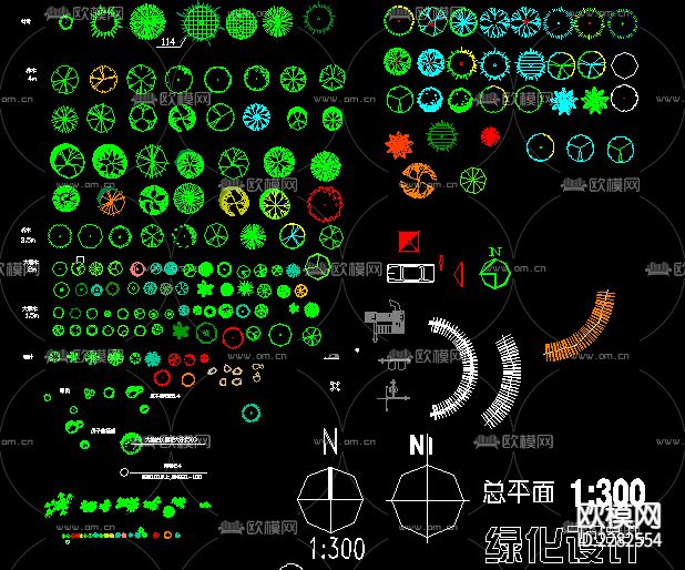 树木图例大全CAD图库下载（渲染图4）