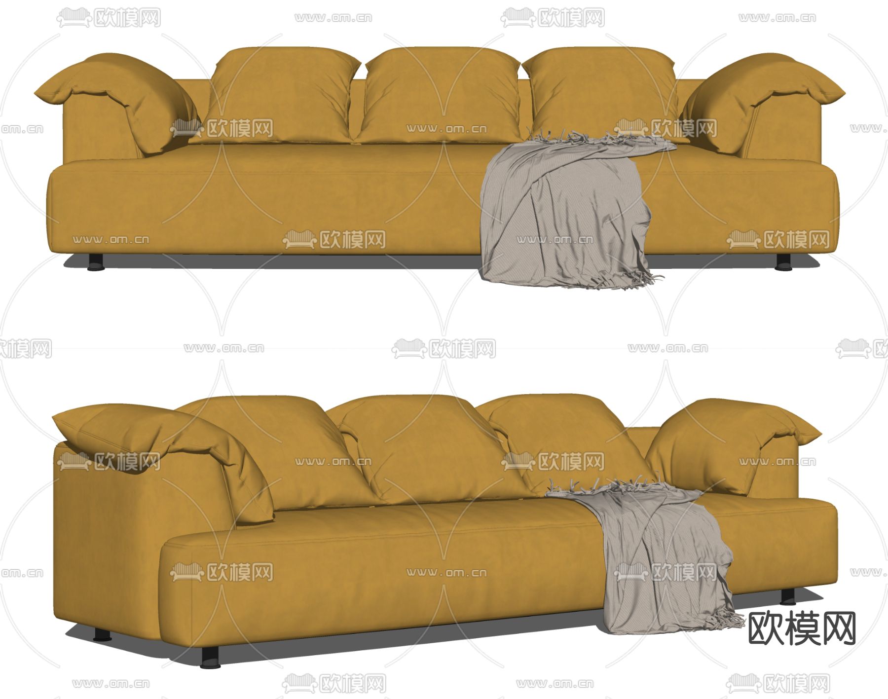Absolu Edra 黄色多人沙发su模型