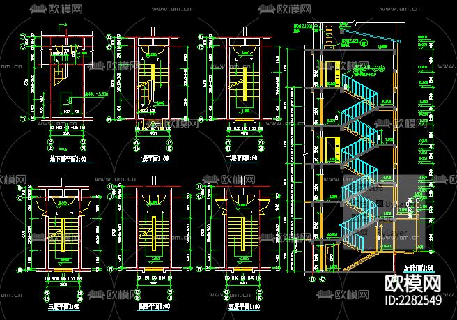 复式居民楼CAD施工图下载（渲染图4）