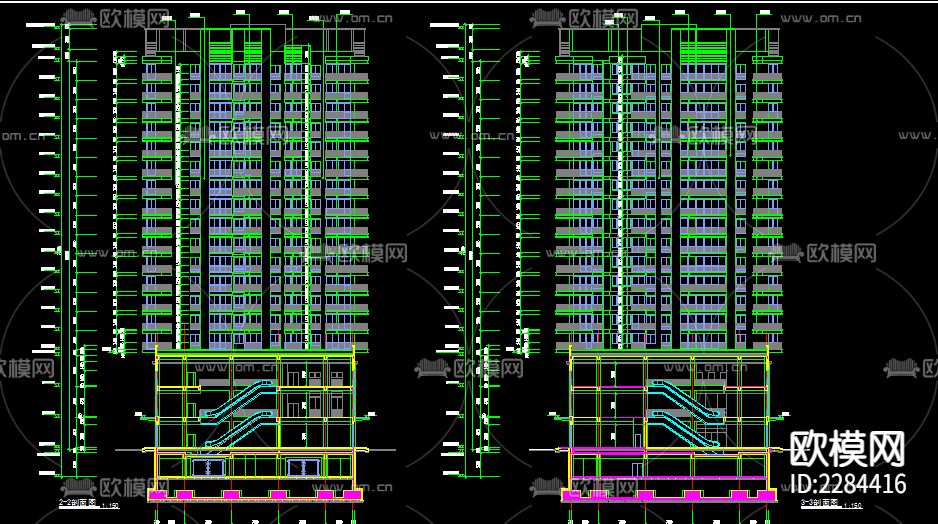 高层商住楼cad施工图下载（渲染图7）