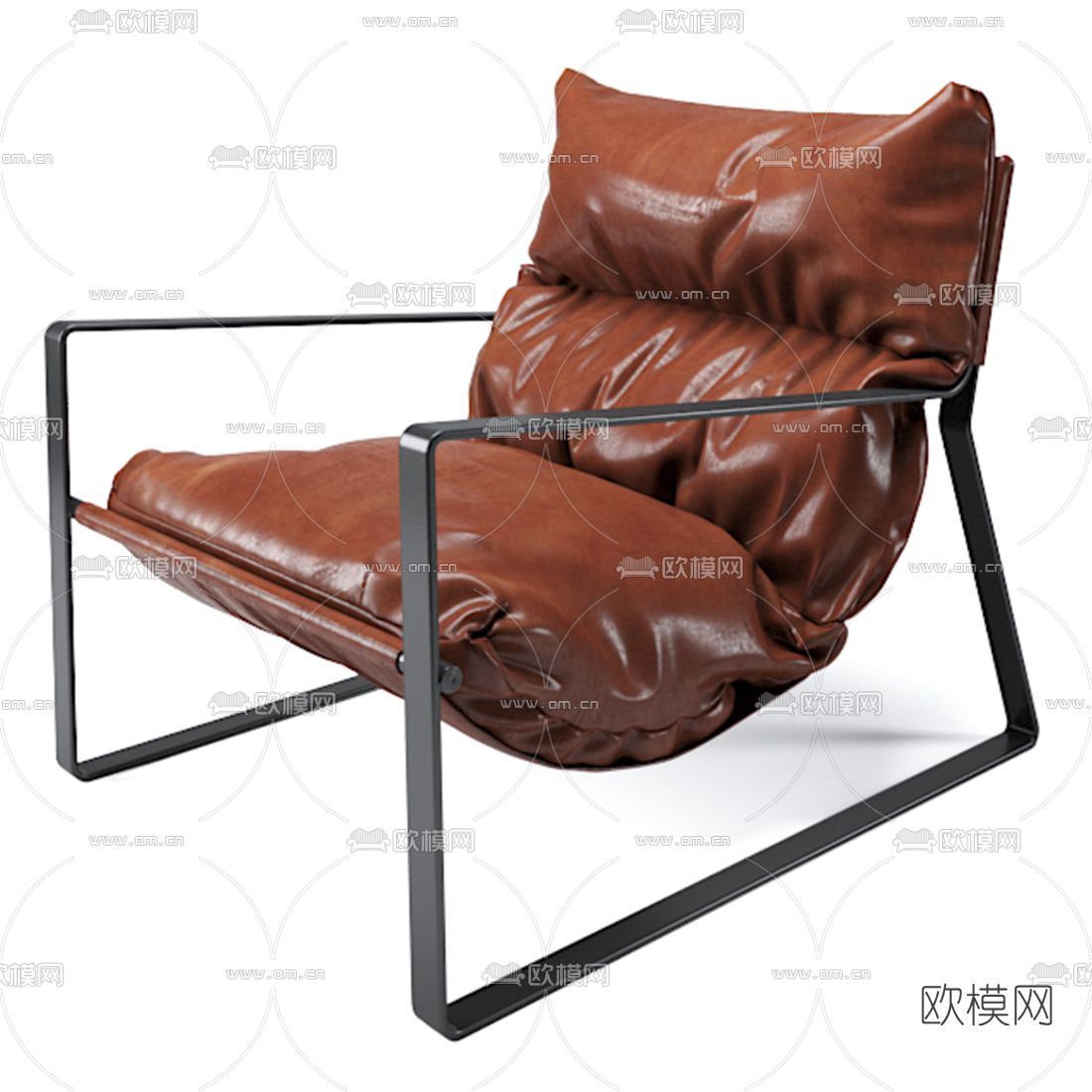 Emmett 棕色休闲椅3d模型下载（渲染图1）