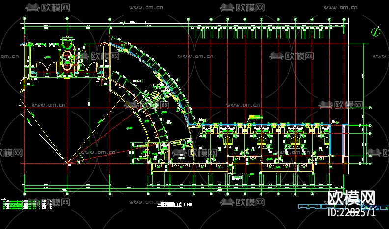 住宅区临街商铺建筑CAD施工图下载（渲染图4）