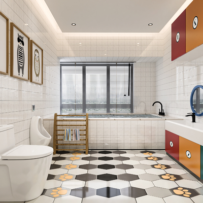  现代托儿所儿童卫生间浴室su模型 