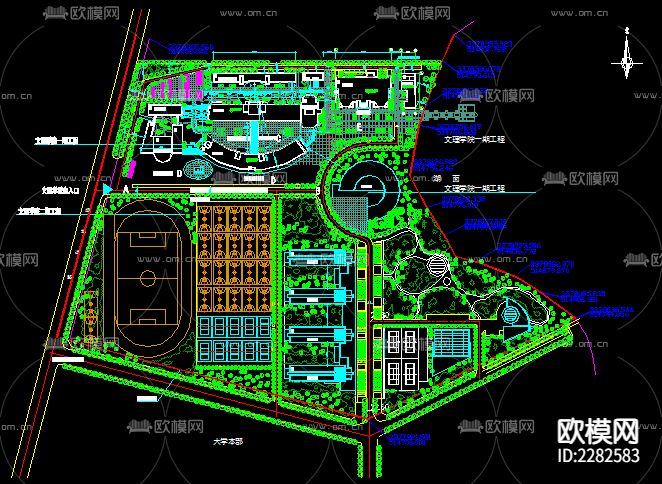 某大学总平面规划图cad施工图下载