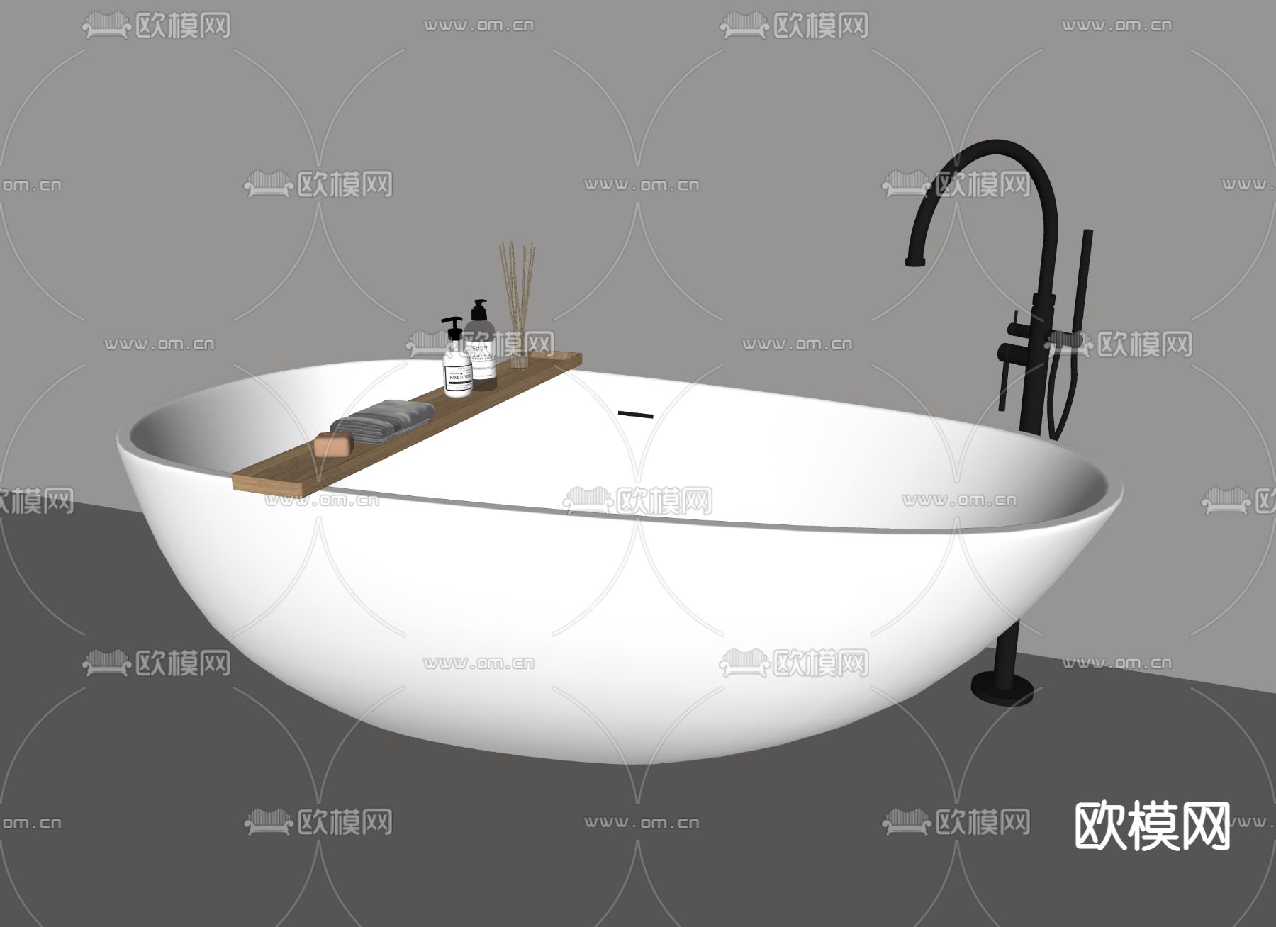 现代浴缸su模型下载（渲染图2）