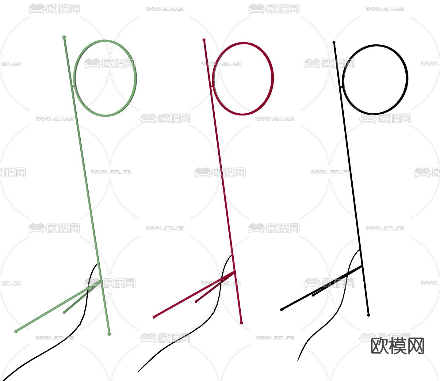 现代极简圆环落地灯su模型下载（渲染图2）