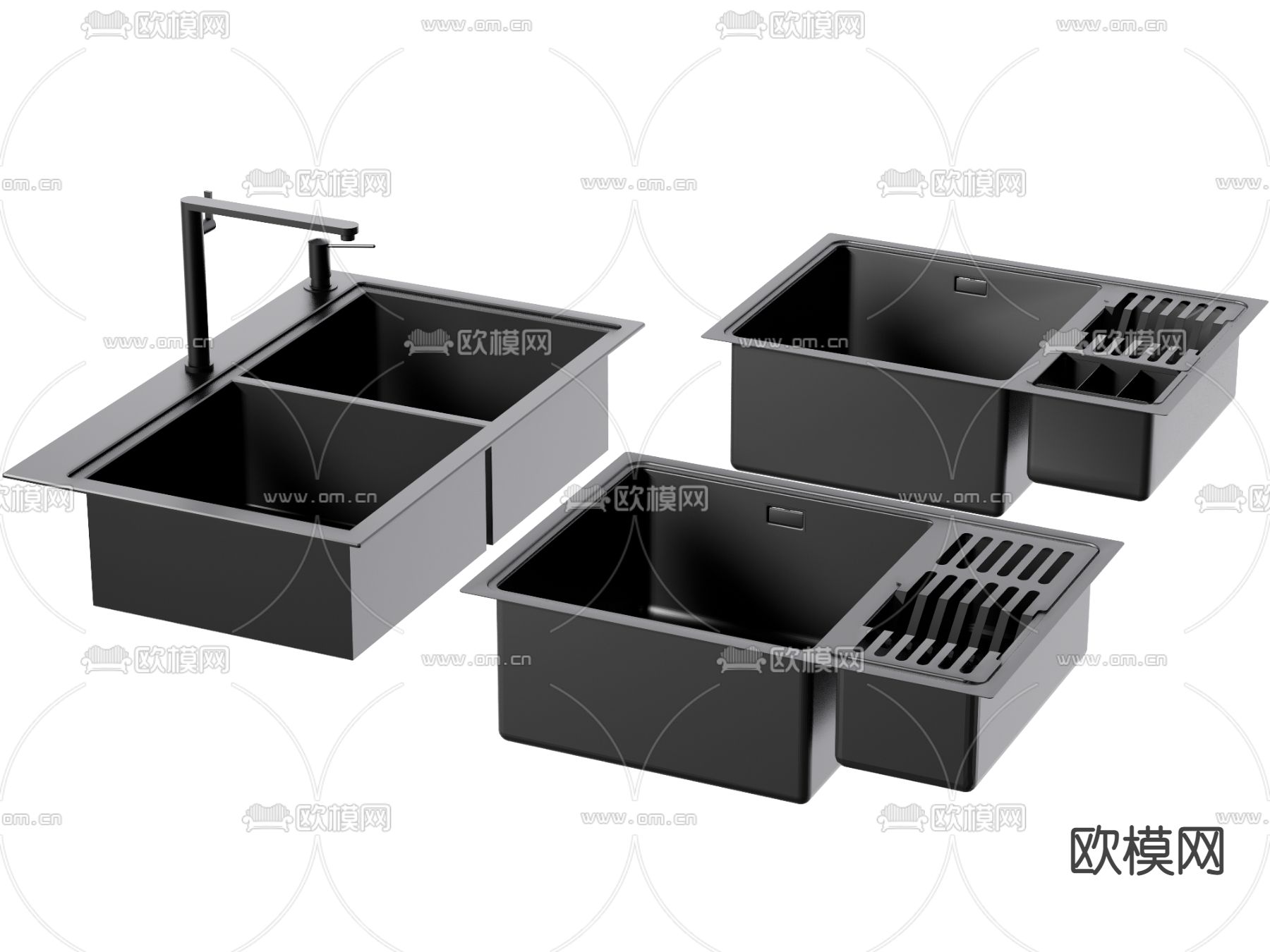 现代水槽组合su模型下载（渲染图1）