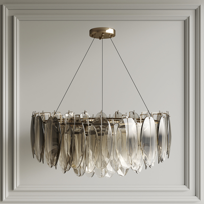 现代水晶片环形吊灯su模型