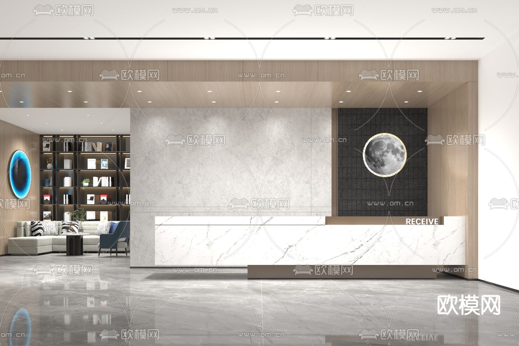 现代前台接待台su模型