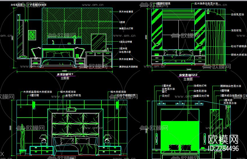 床背景cad图库下载（渲染图2）