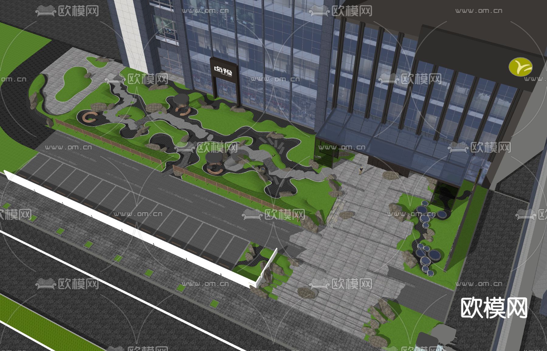 日式别墅庭院夜景su模型下载（渲染图5）