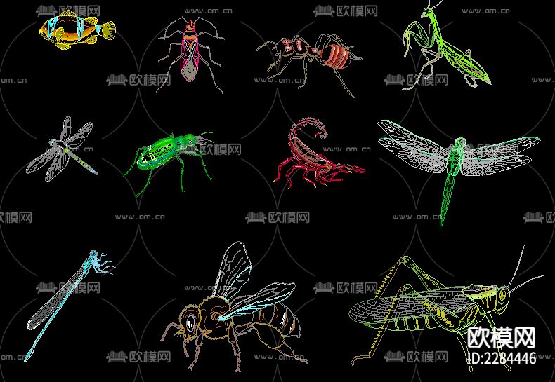 动物类昆虫CAD施工图下载（渲染图1）