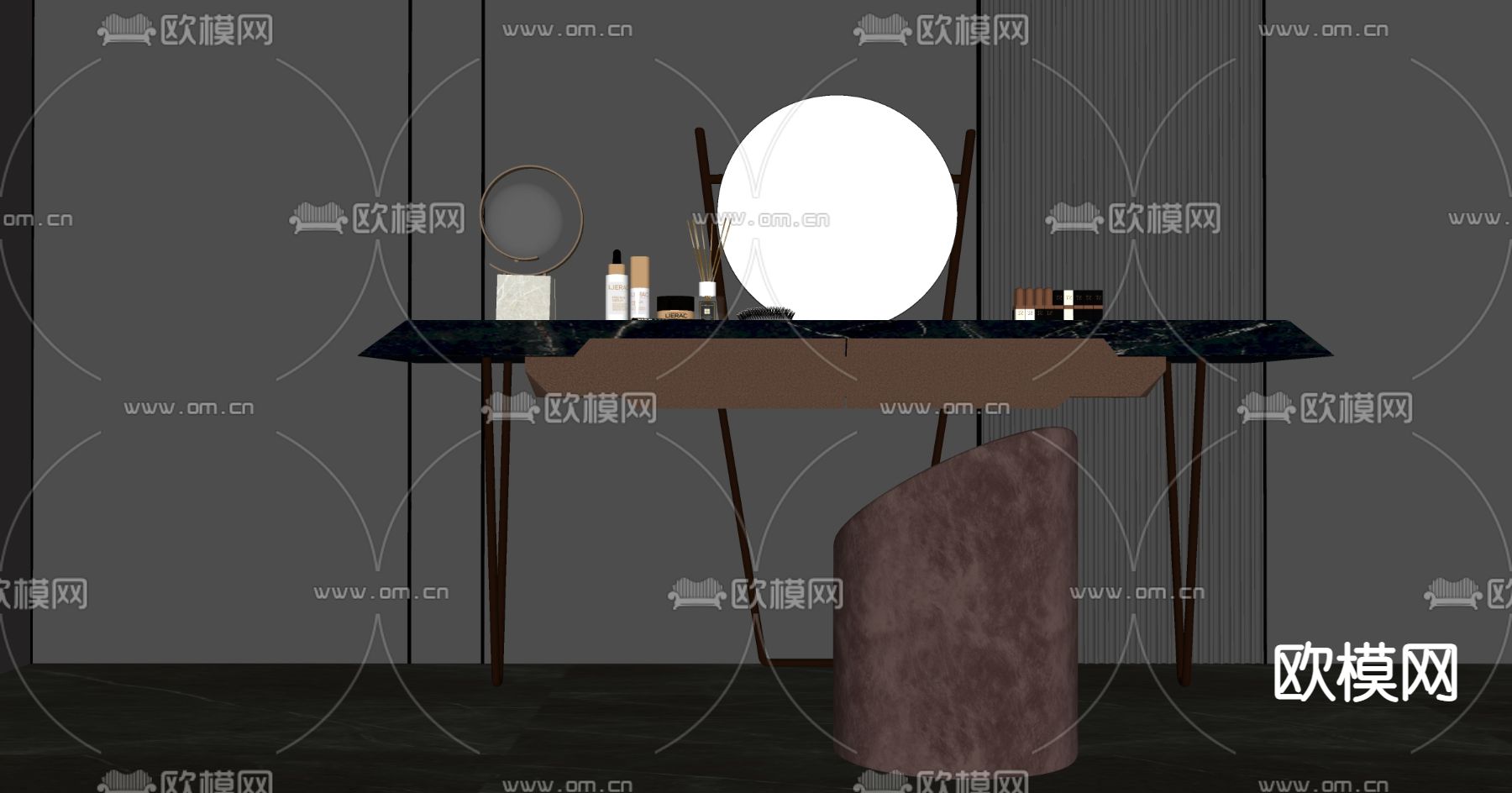 现代轻奢梳妆台su模型下载（渲染图2）