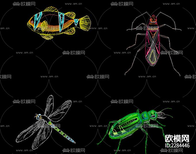 动物类昆虫CAD施工图下载（渲染图2）