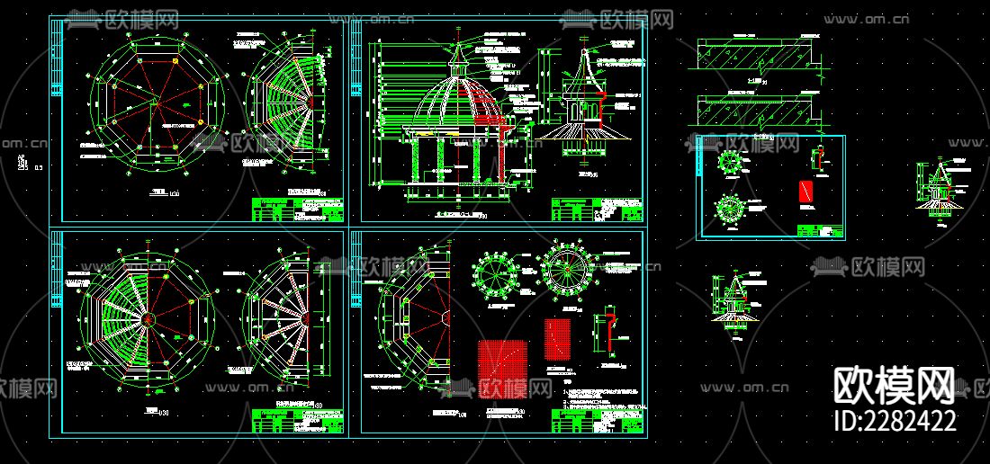 法国式凉亭节点大样下载（渲染图2）