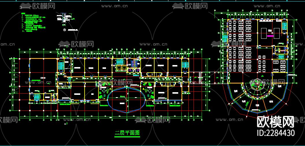 公司办公楼建筑CAD施工图下载（渲染图1）