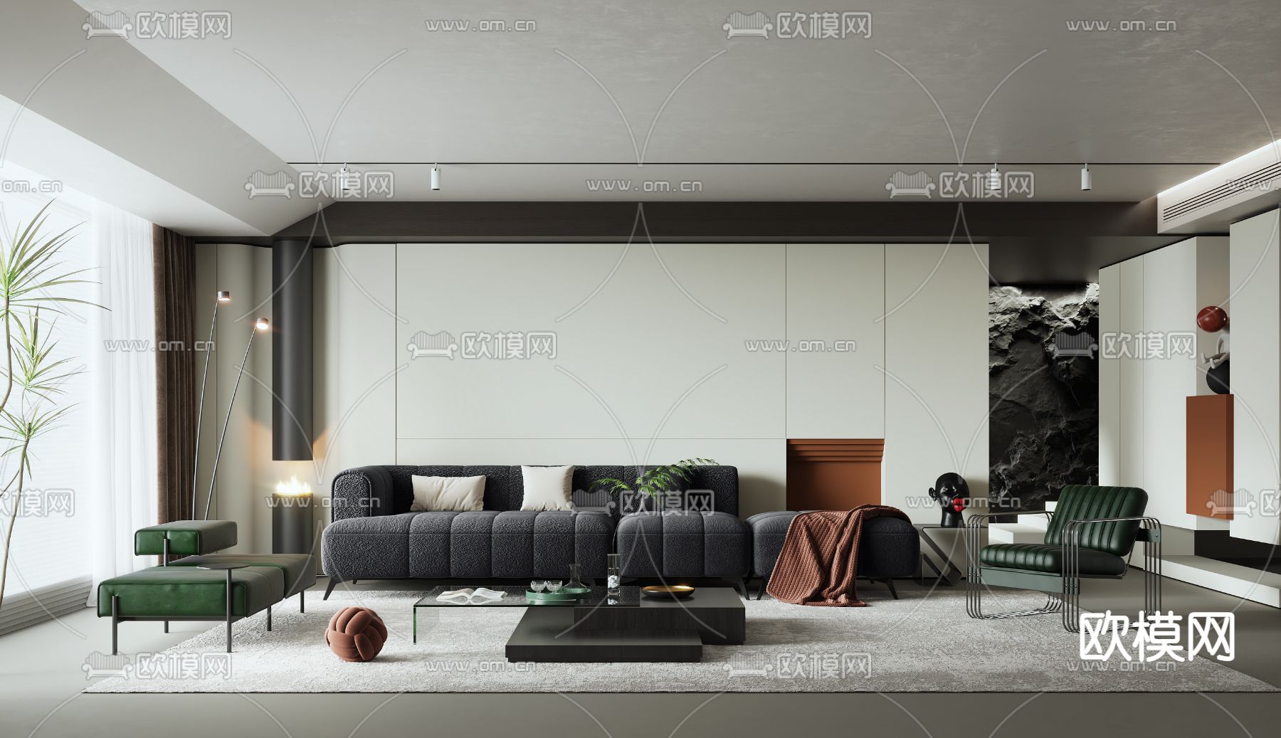 现代客厅su模型下载_ID12114546_sketchup模型下载-欧模网